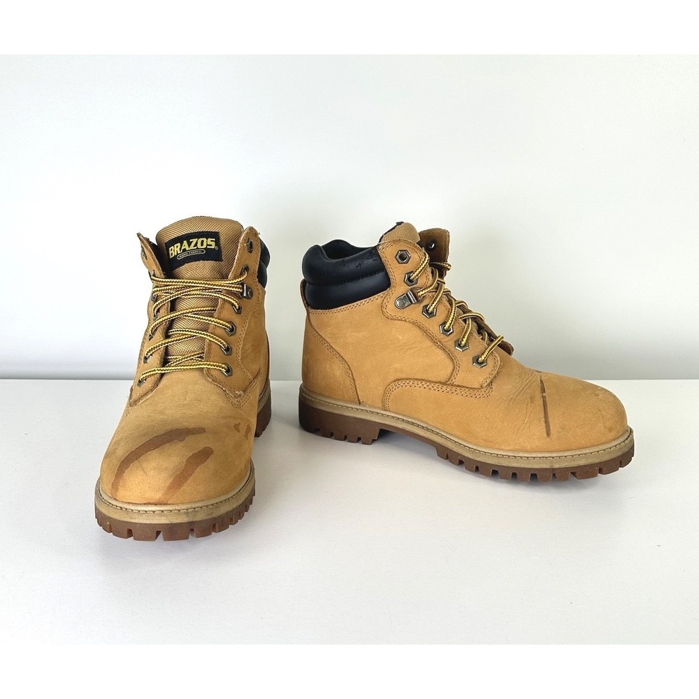 Brazos Work Force Steel‎ Toe Nubuck Leather Lace Up Waterproof Boots Men's 8.5D